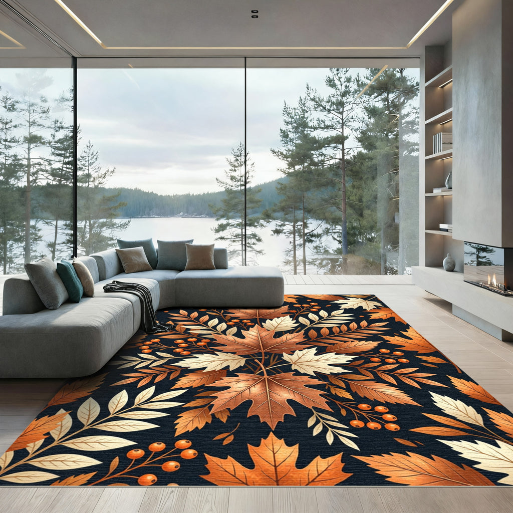 Autumnal Maple Leaf Harvest Botanical Rug