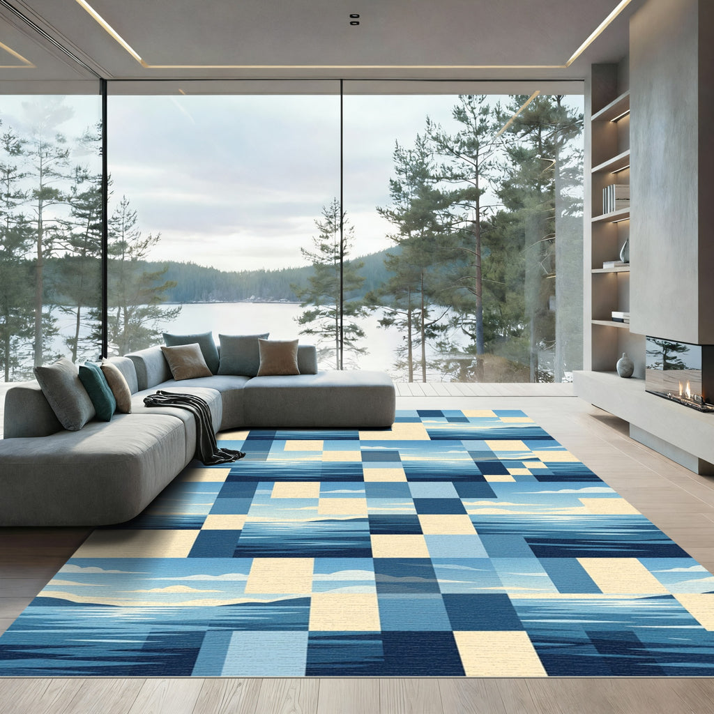 Blue Waters Geometric Landscape Blend Rug
