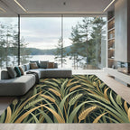 Golden Wheat Stalks Botanical Illustration Rug