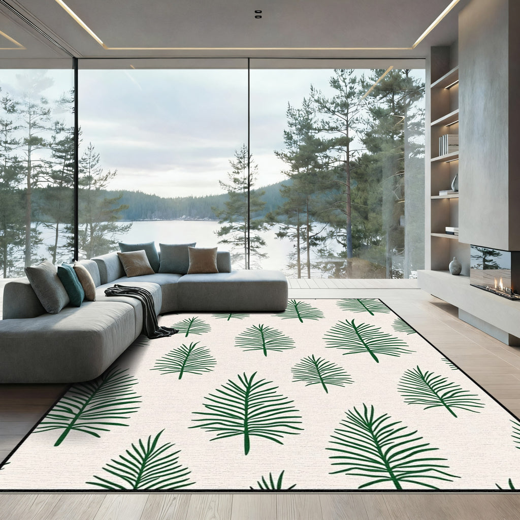 Green Palm Frond All Over Rug