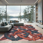 Geometric Interwoven Copper and Slate Knot Rug