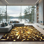 Golden Celebration Confetti Burst Art Rug