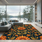 Golden Orange Floral Vine Harmony Rug