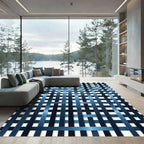 Deep Blue Woven Stripe Rug