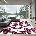 Elegant Burgundy Ribbon Bows Rug
