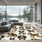 Playful Beagle Puppy Cream Illustration Rug