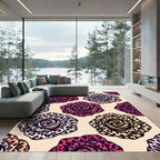 Bold Leopard Rose Floral Art Rug