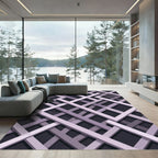 Modern Lavender Geometric Interlocking Grid Rug