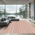 Crimson Orange Vertical Lines Rug