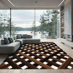 Brown Diagonal Lattice Geometric Grid Rug