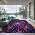 Neon Starburst Abstract Radiant Pink Blue Rug