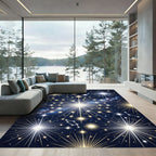 Cosmic Midnight Gold Starburst Constellation Rug