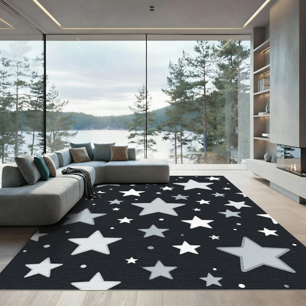 Gray Starry Night Sky Rug
