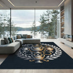 Gold Silver Laurel Urn Wreath Arrangement Rug