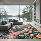 Whimsical Pink Daisy Garden Path Rug