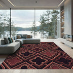Geometric Deep Burgundy Quatrefoil Lattice Rug