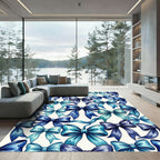 Watercolor Blue Ribbon Bow Decorative Art Rug