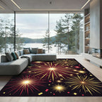 Celebratory Explosion Red Gold Sparkle Rug