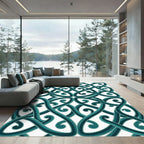 Teal Celtic Interlocking Knotwork Scroll Rug
