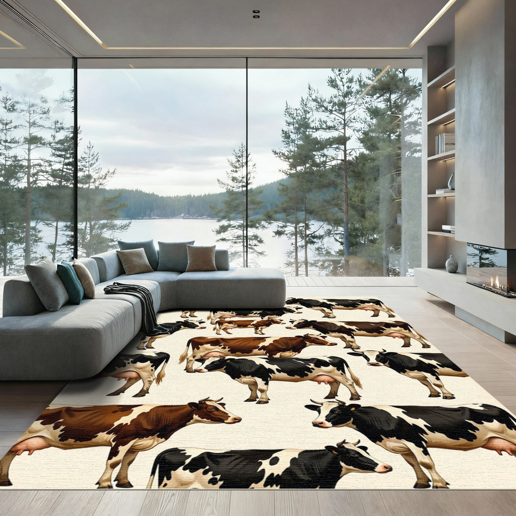 Whimsical Farmhouse Dairy Cow Ensemble Rug