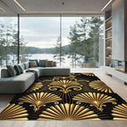 Art Deco Gold Fan Geometric Rug