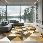 Mid-Century Earthy Geometric Triangles Rug