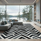 Monochrome Geometric Zigzag Optical Illusion Rug