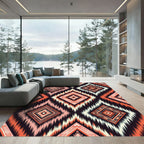 Coral Geometric Diamond Ethnic Rhombus Rug