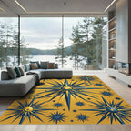 Celestial Golden Starry Constellation Art Rug