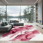 Deep Crimson Watercolor Strokes Rug