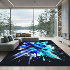 Vibrant Azure Liquid Splash Abstract Rug