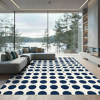 Navy Blue Geometric Polka Dot Rug