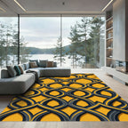 Gold and Gray Interlocking Lattice Rug