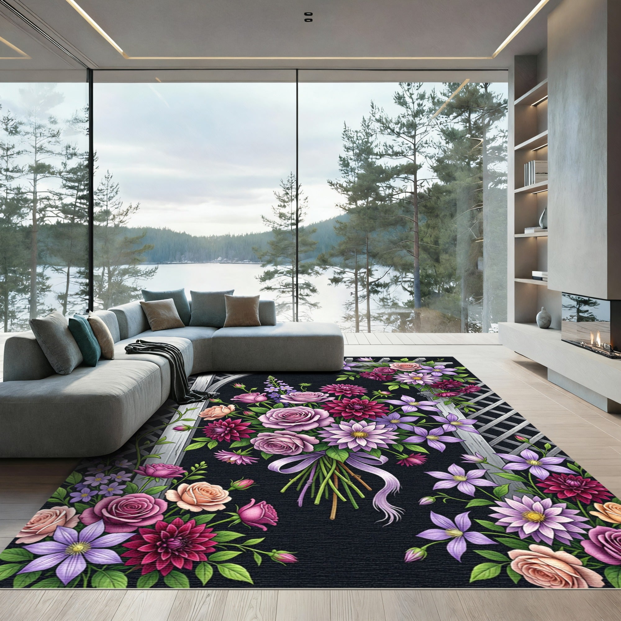 Rose Dahlia Clematis Garden Arch Rug
