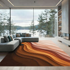 Modern Terracotta Wavy Abstract Rug