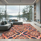 Warm Peach Intricate Geometric Medallion Rug