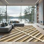 Rustic Intersecting Wood Stripe Rug