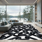 Monochrome Interlocking Industrial Chain Rug