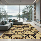 Earth Tone Gazelle Silhouette Savanna Rug
