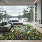 Cream Yellow Blossom Vine Rug