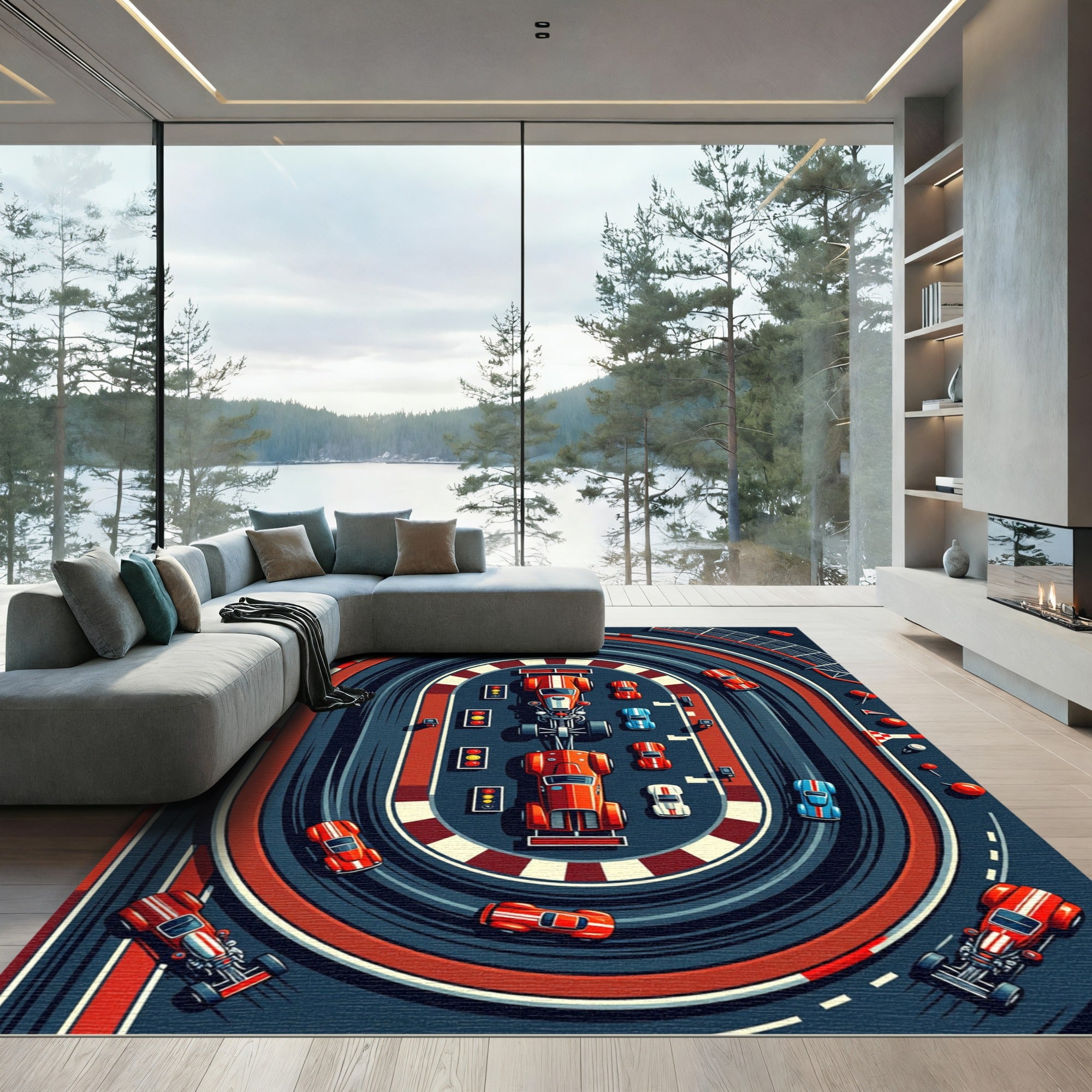 Retro Grand Prix Racing Circuit Rug
