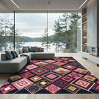 Geometric Pink Earth Tone Diamond Quilt Rug