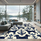 Classic Navy Black Lab Nautical Anchor Rug