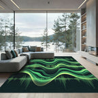 Green Electric Waveform Ripples Rug