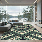 Sage Teal Geometric Tribal Chevron Rug
