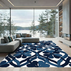 Indigo Clover Interlocking Geometric Lattice Rug