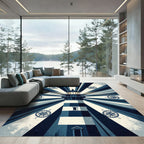 Nautical Compass Beacon Radiating Stripes Rug