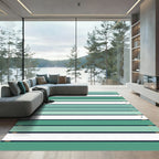 Abstract Mint Green Horizontal Stripe Rug