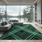 Modern Geometric Mint Intersecting Lines Rug