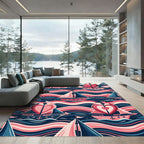 Nautical Heart Sailboat Wave Composition Rug